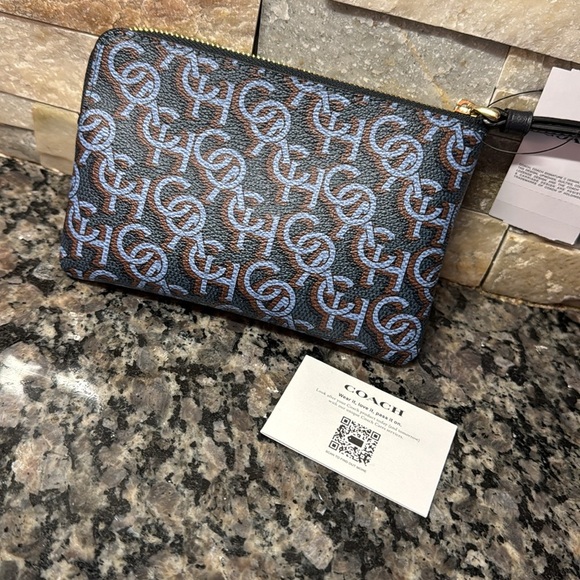 Coach blue and brown wristlet NWT - Picture 5 of 5